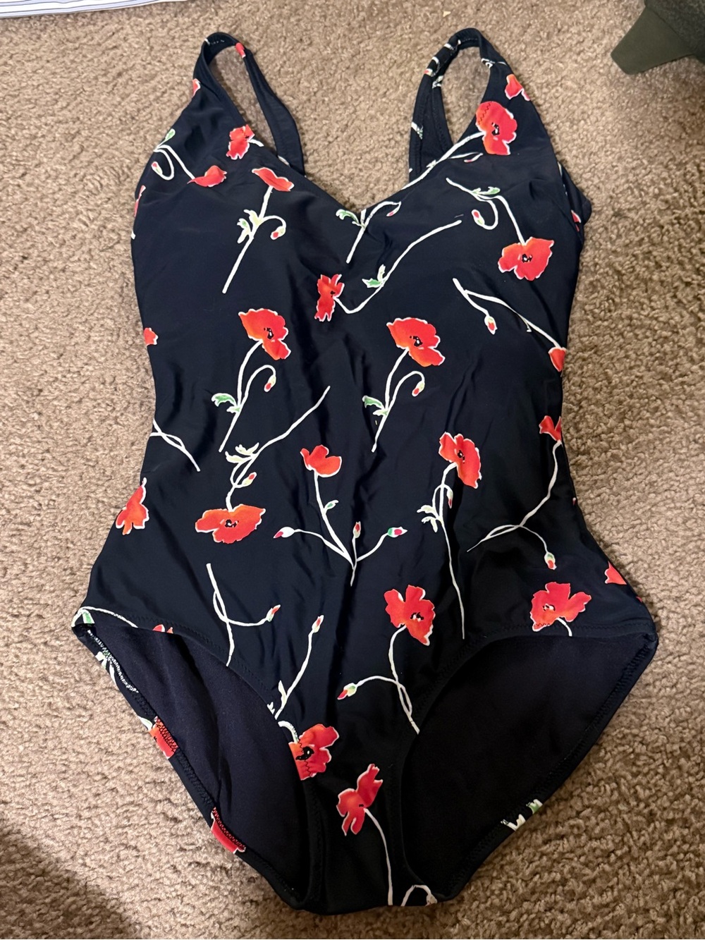 Gottex One-Piece Swimsuit with Red Floral Print